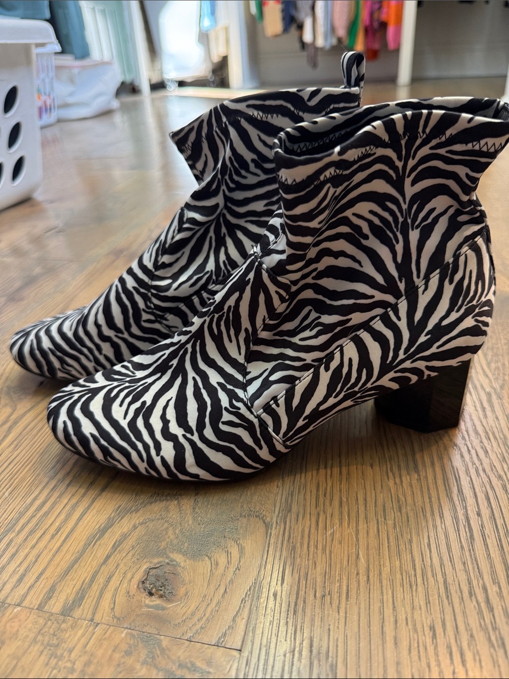 Katy Perry Collections Zebra Print Black & White Ankle Booties